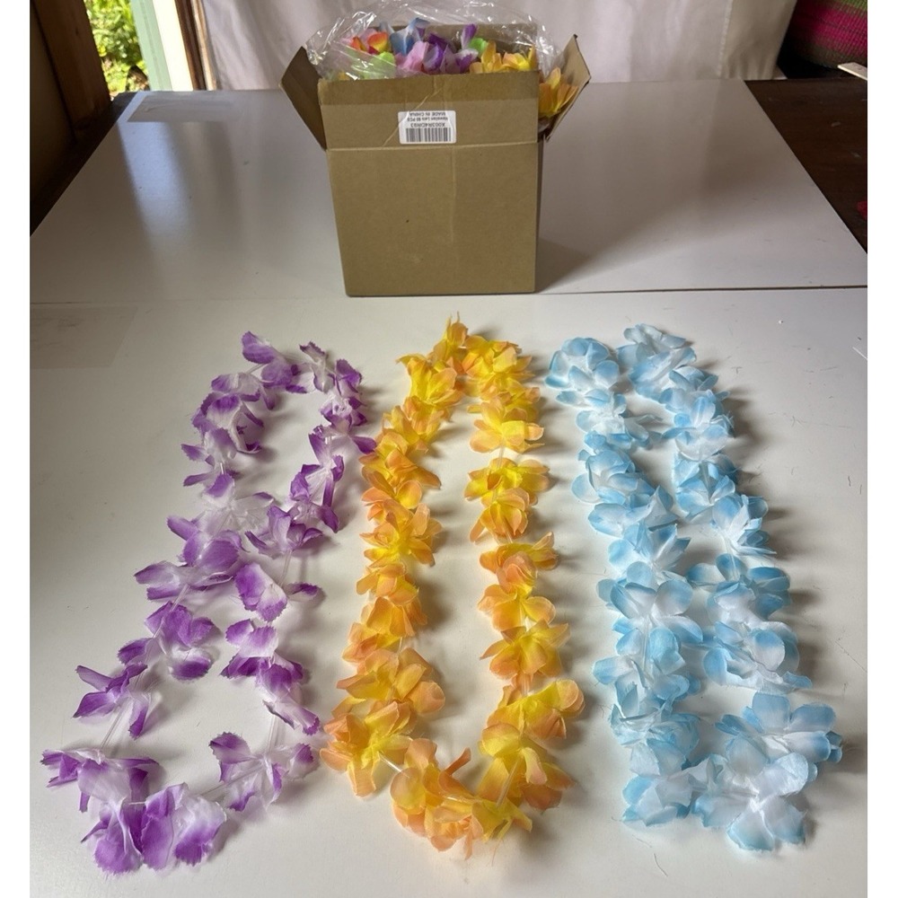 50 Pcs Hawaiian Leis Bulk Luau Party Tropical Floral Necklaces X003R4DR93